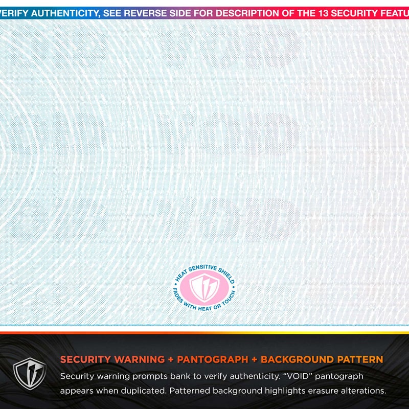 DocuGard Blue/Red Galaxy Premier Prismatic Top High Security Check Paper - QuickBooks & Laser/Inkjet Printer Compatible - 13 Security Features - 500 Blank Business Checks (04562) - Image 4